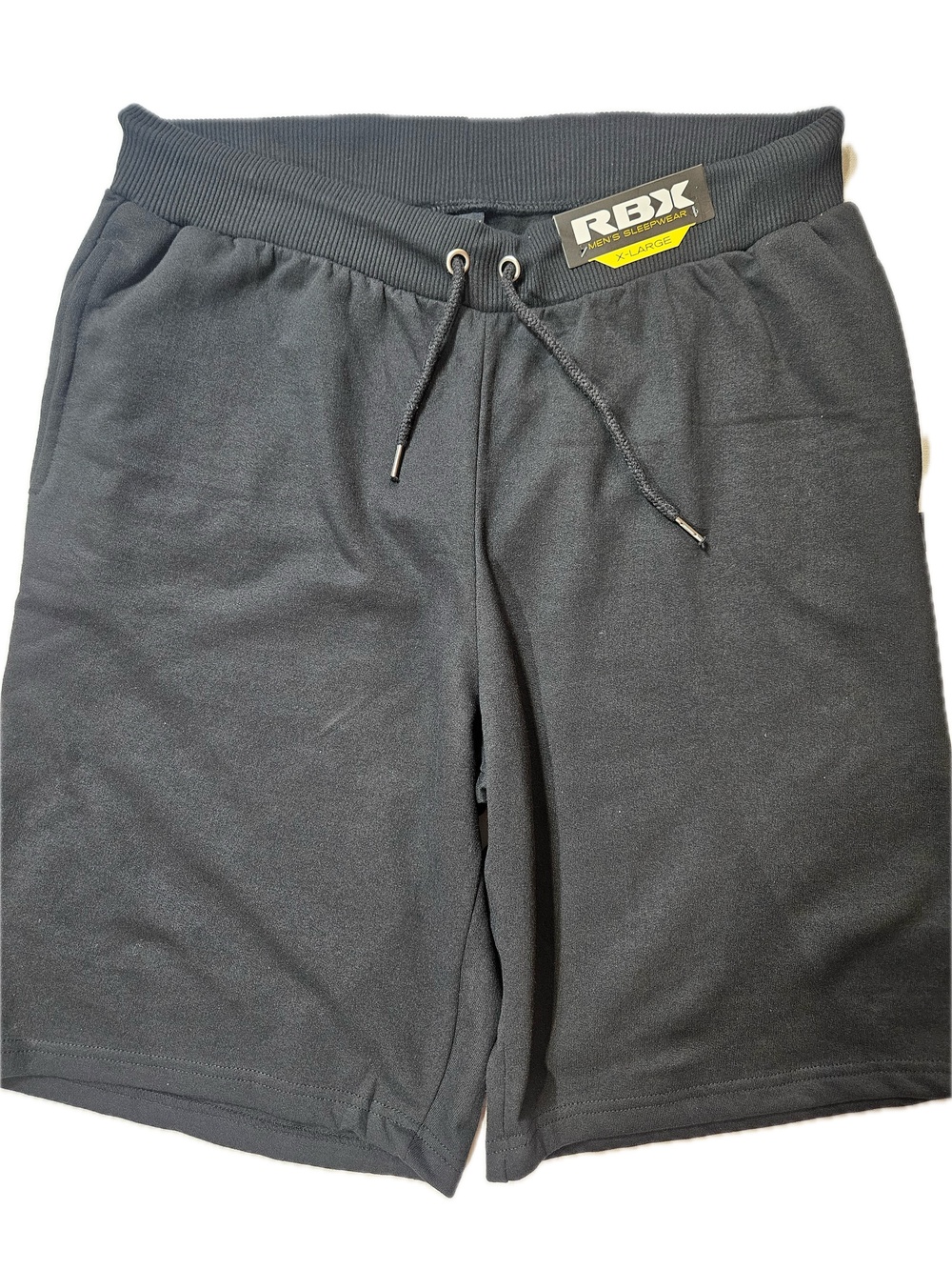RBX Sleep Shorts Mens XL Black Fleece Drawstring Adjustable Lounge Sleepwear